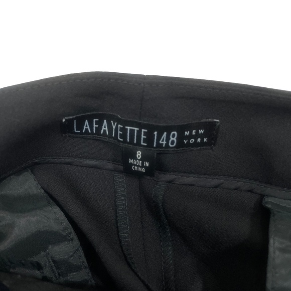 Lafayette 148 8 Black Straight Dress Pants Wool Pockets Pockets - Picture 3 of 7